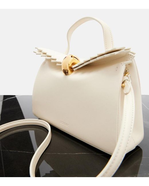 Jacquemus White Valerie Small Leather Top-Handle Bag