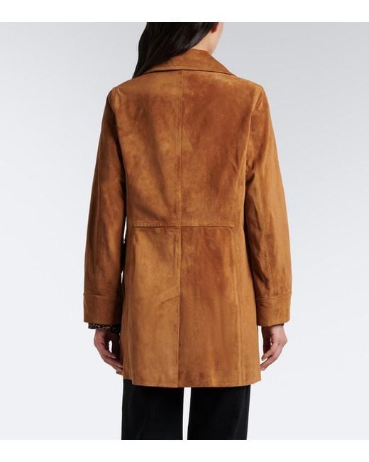 Nili Lotan Brown Remington Double-Breasted Suede Coat
