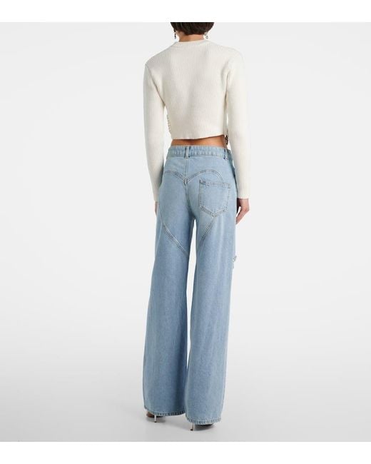 Area Blue Wide-Leg Jeans Mit Kristallen