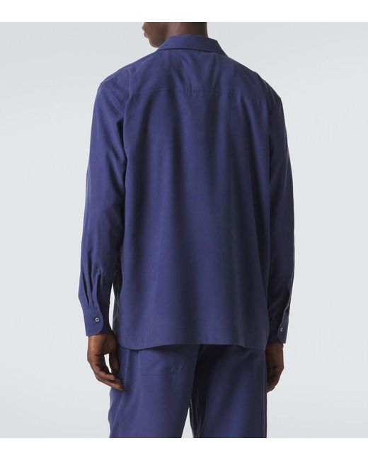Saman Amel Blue Silk Shirt for men