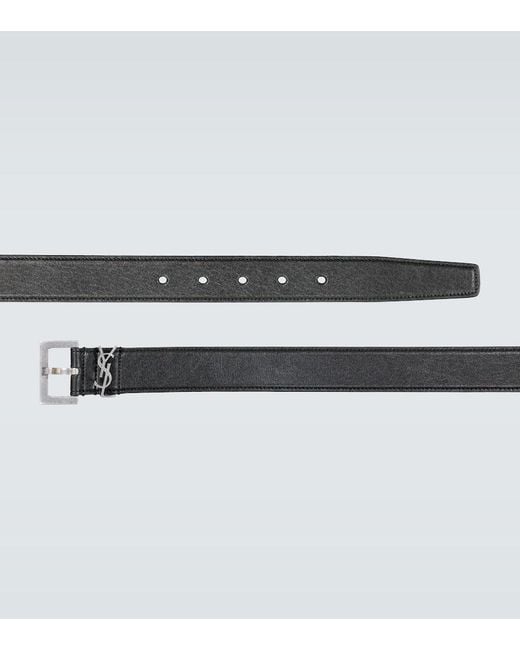 Saint Laurent Black Slim Leather Belt for men