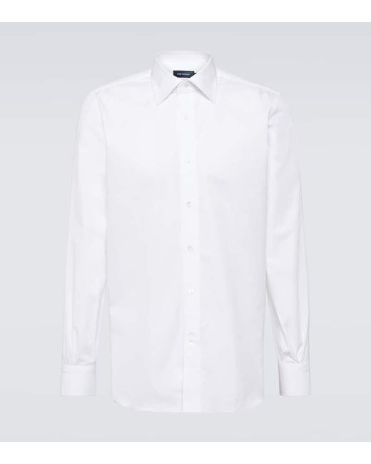 Thom Sweeney White Lecce Cotton Poplin Shirt for men