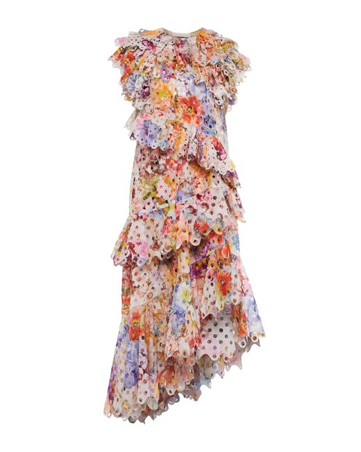 Zimmermann Multicolor Prima Frilled Floral Gown