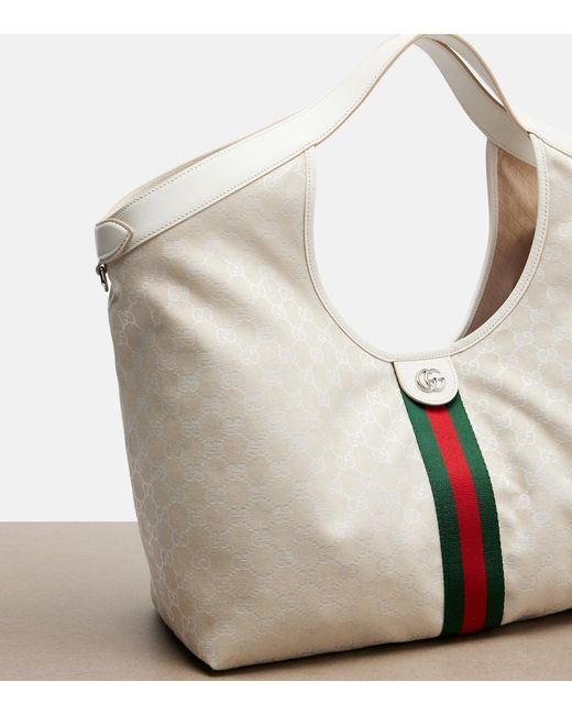 Gucci White Giglio Large Gg Canvas Tote Bag