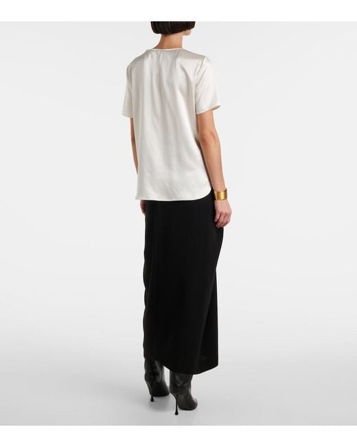 Max Mara White Dida Silk Satin T-Shirt