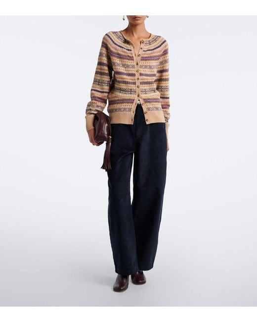 Polo Ralph Lauren Pink Fair Isle Jacquard Wool-Blend Cardigan
