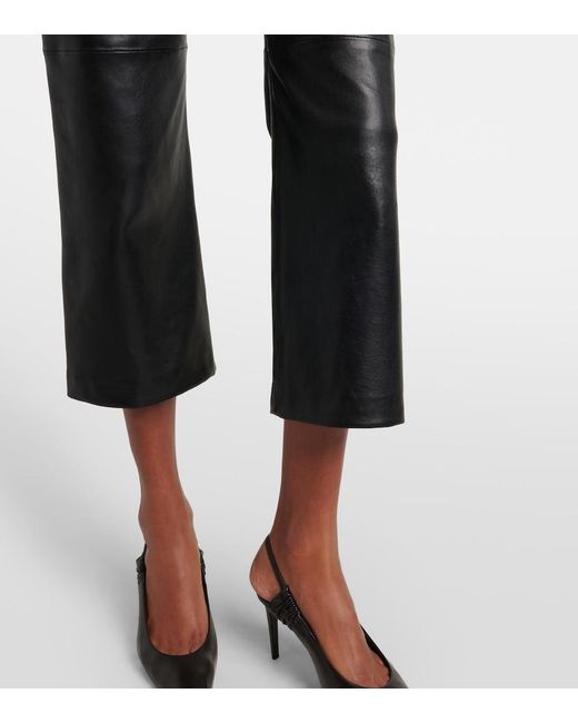 Nour Hammour Black Leather Cropped Slim Pants