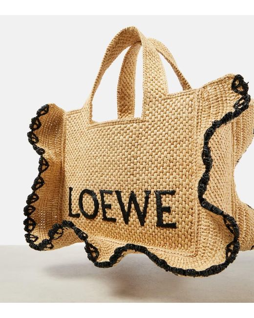 Loewe Natural Paula's Ibiza Font Small Raffia Tote Bag