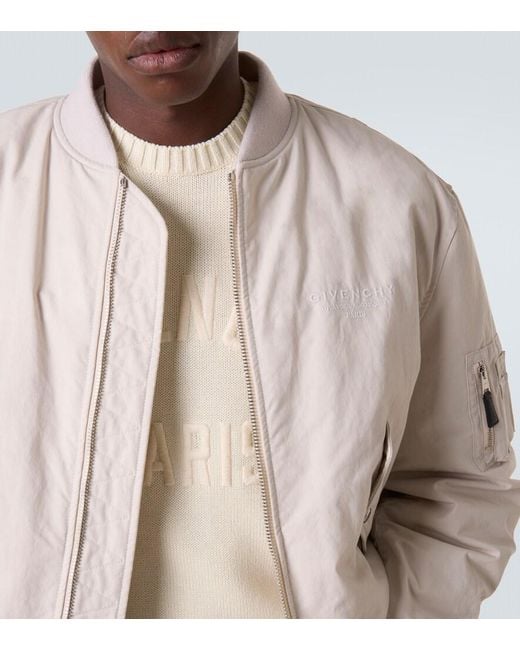 Givenchy White Stamp Cotton-Blend Bomber Jacket for men