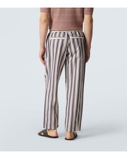 Orlebar Brown White Sonoran Striped Cotton Straight Pants for men