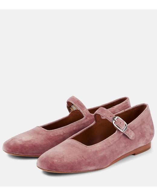 Le Monde Beryl Velvet Mary Jane Ballet Flats in Pink Lyst