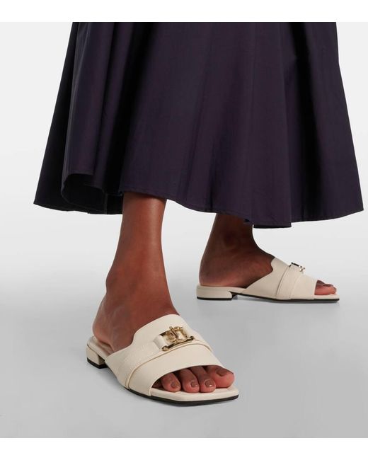 Jimmy Choo White Nako Leather Slides