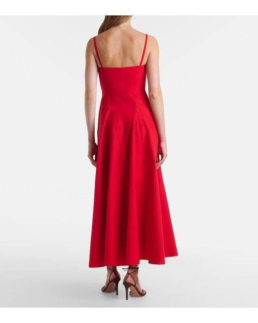 Ralph Lauren Red Marigot Cotton-Blend Midi Dress