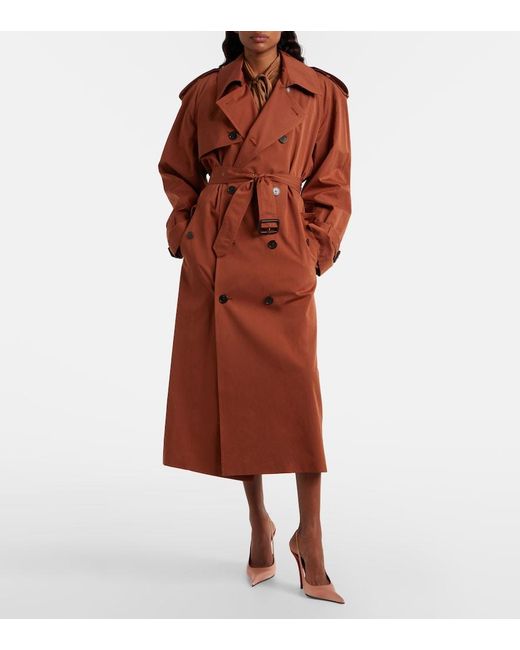 Saint Laurent Brown Oversized Cotton And Silk Trench Coat