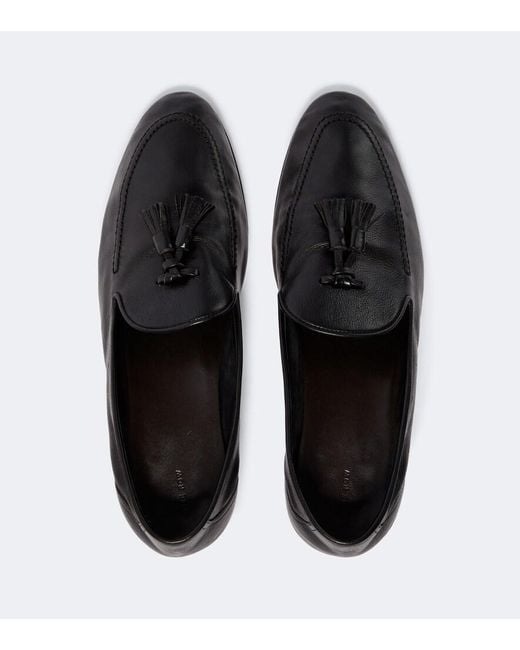 The Row Black Caden Leather Loafers for men