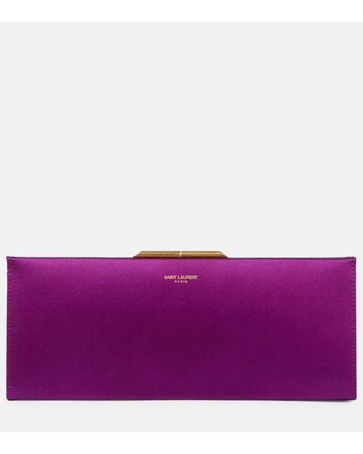 Saint Laurent Purple Midnight Small Satin Clutch