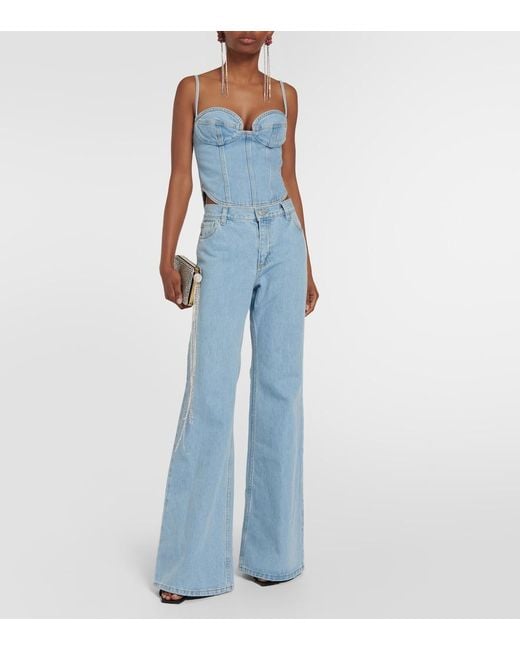 Magda Butrym Blue High-Rise Flared Jeans