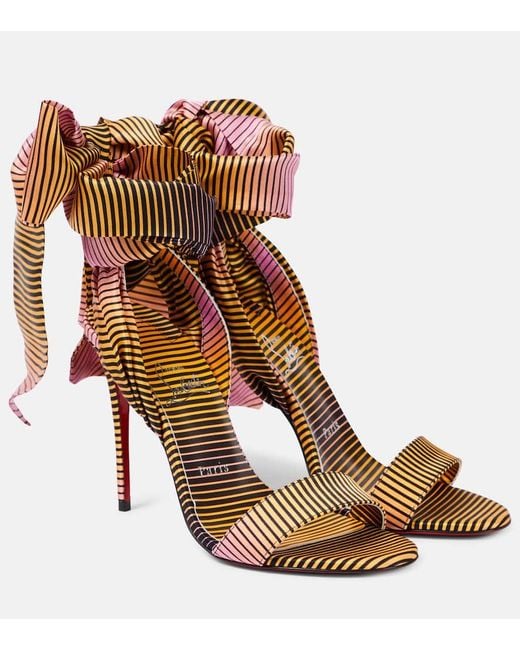 Christian Louboutin Brown Sandale Du Desert 100 Crepe Satin Sandals