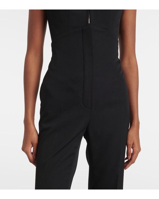 McQueen Black High-Rise Wool Flared Pants
