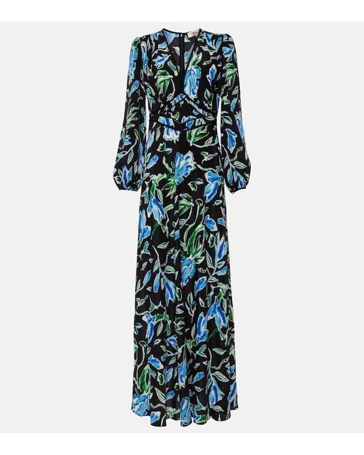 Diane von Furstenberg Blue Seline Floral Maxi Dress