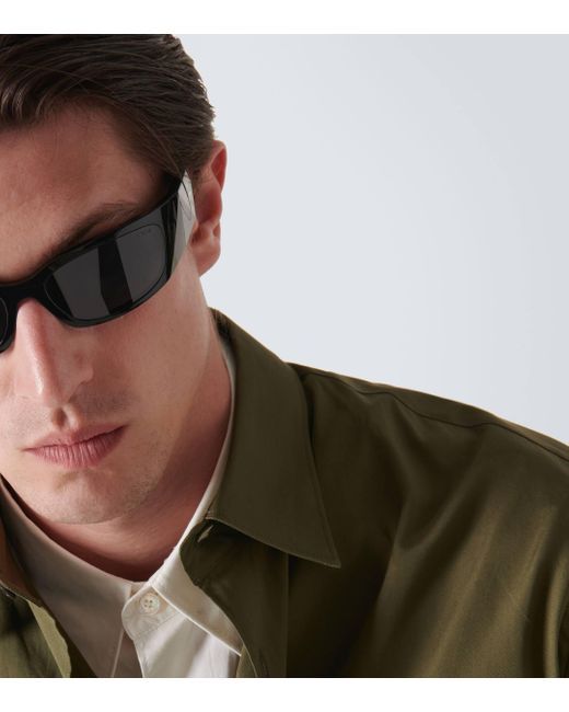 Prada Gray Symbole Rectangular Sunglasses for men
