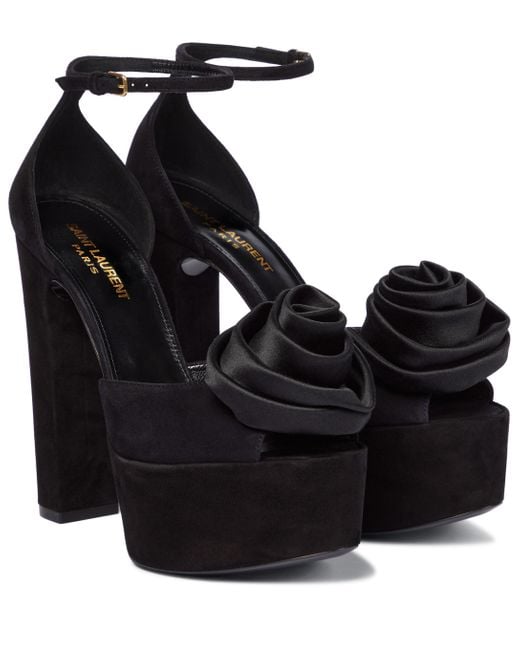 Saint Laurent Black Jodie Suede Platform Sandals