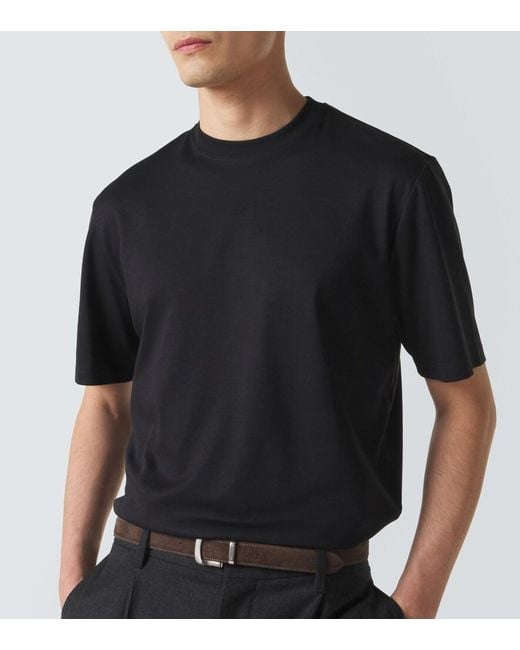 Agnona Black Cotton Jersey T-Shirt for men