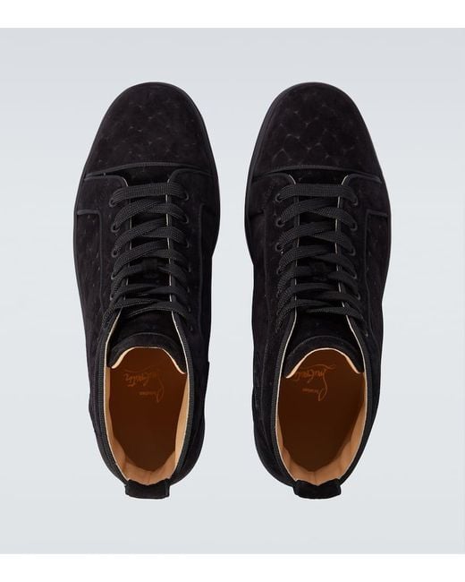 Christian Louboutin Black Louis Suede High-Top Sneakers for men
