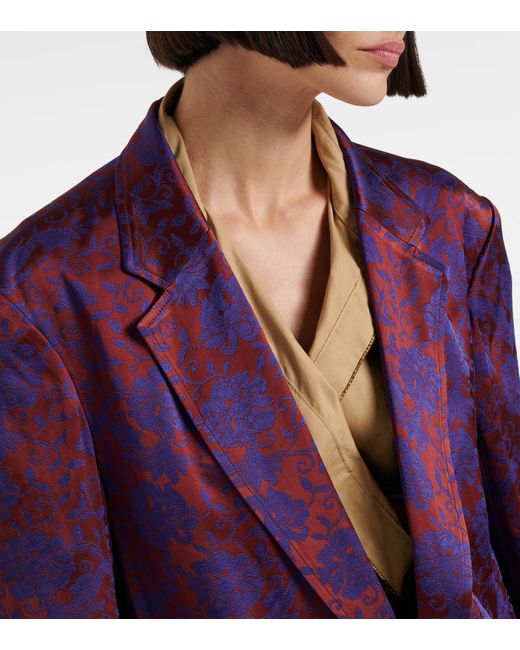 Blazer En Jacquard A Fleurs Dries Van Noten en coloris Purple