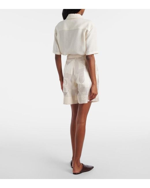 Loro Piana Natural Dorin Printed Silk Twill Bermuda Shorts