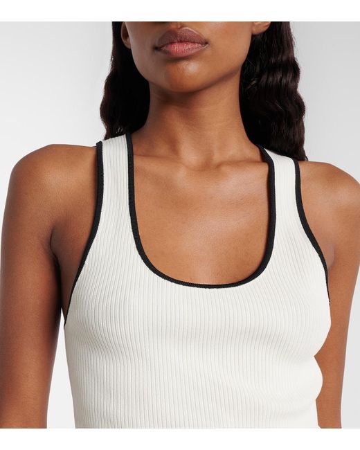 Gucci White Ribbed-Knit Cotton-Blend Tank Top