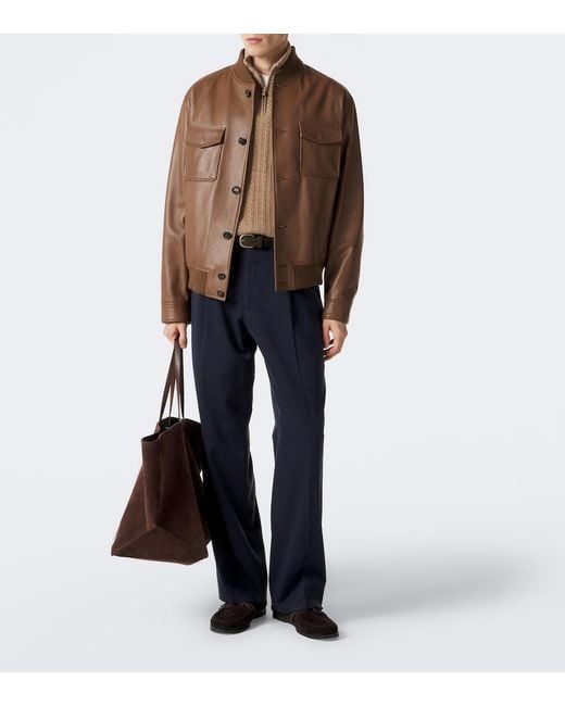 Fedeli Brown Cable-Knit Cashmere Half-Zip Sweater for men