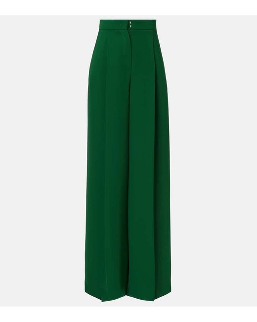 Max Mara Green Weite High-Rise-Hose Laccato Aus Cady