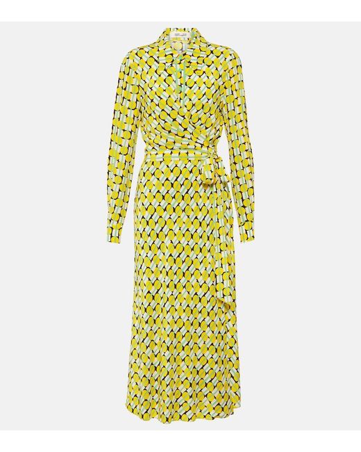 Diane von Furstenberg Yellow Tori Printed Jersey Midi Dress