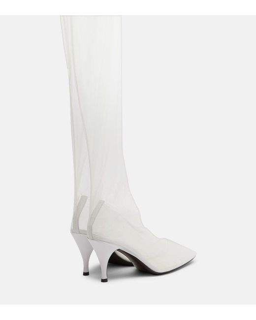 Herbert Levine White Sheer Perfection Mesh Over-The-Knee Boots