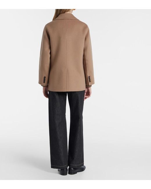 Max Mara Natural Lukas Double-Breasted Virgin Wool Peacoat