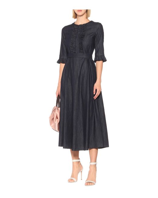 Max Mara Frutto Denim Midi Dress in Blue - Lyst