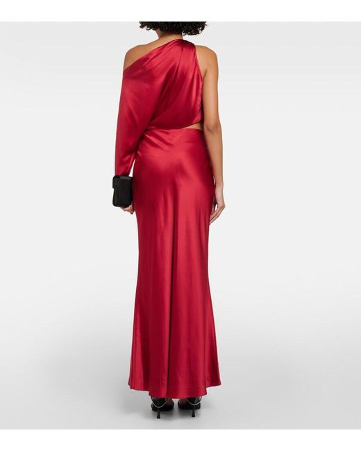 The Sei Red Silk Satin Maxi Skirt