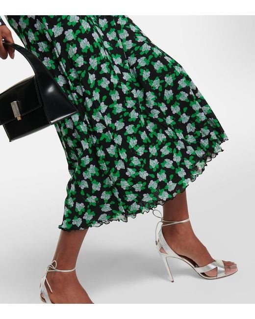 Diane von Furstenberg Green Fabian Polka-Dot Midi Dress