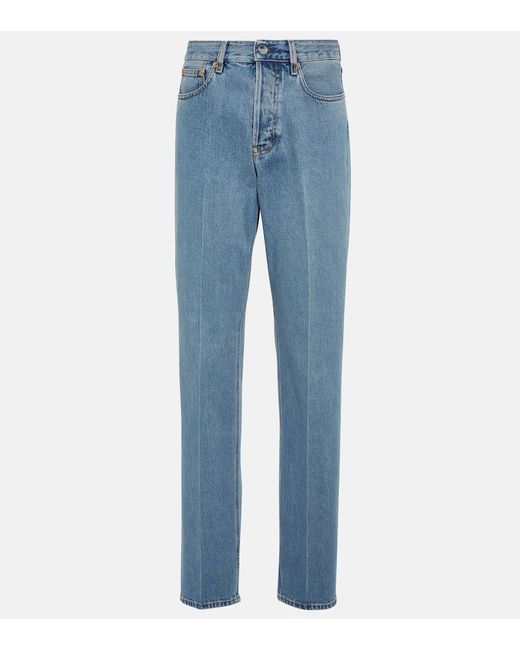 Jeans rectos de tiro alto Gucci de color Blue