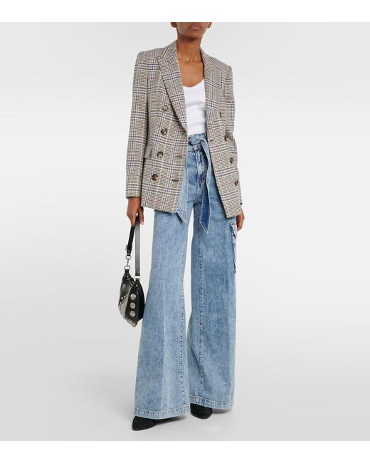 Veronica Beard Blue Belisa High-Rise Cargo Jeans