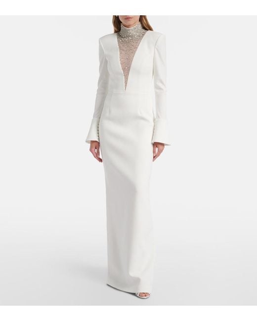 Rebecca Vallance White Bridal Melva Embellished Crepe Gown