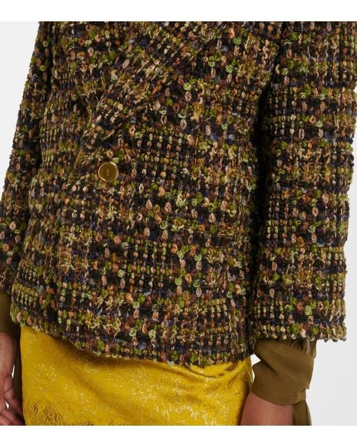 Saint Laurent Brown Wool-Blend Tweed Jacket