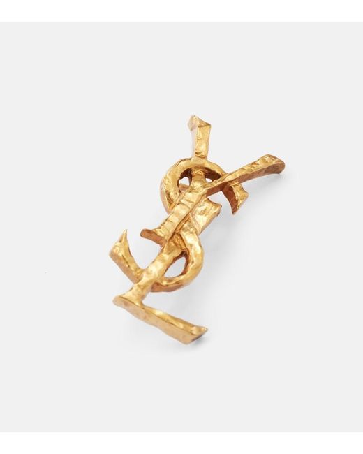 Saint Laurent White Einzelner Clip-Ohrring Cassandre