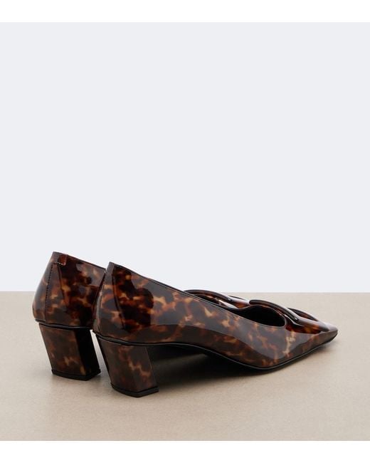 Roger Vivier Brown Belle Vivier Printed Patent Leather Pumps