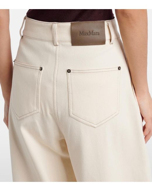Max Mara White Pleated Wide-Leg Jeans