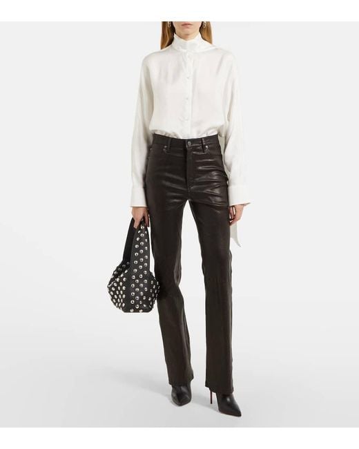 FRAME Black Hose Le High Straight Long Aus Leder