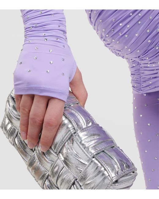 Miniabito in jersey con cristalli di Alex Perry in Purple