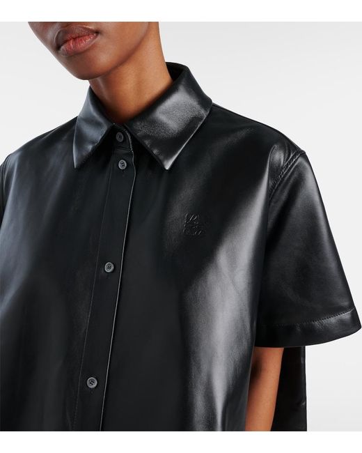Loewe Black Anagram Leather Bowling Shirt