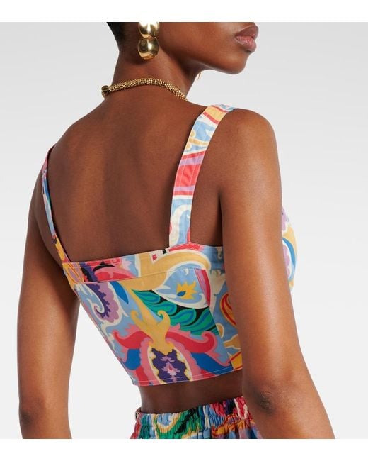 Etro Blue Printed Cotton Crop Top